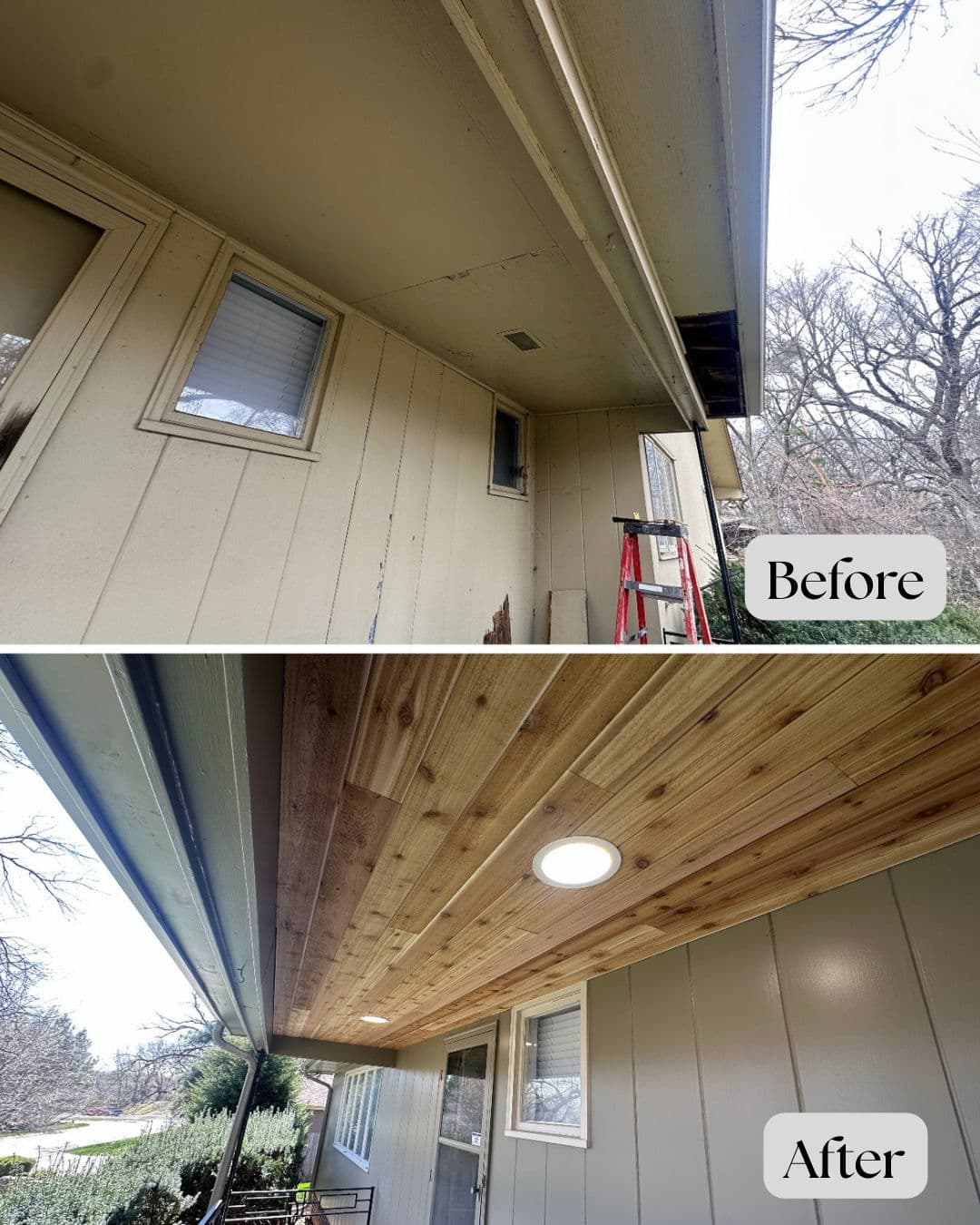 Project Siding, Acoustic Ceiling and Paint Give This Exterior a Fresh New Look image