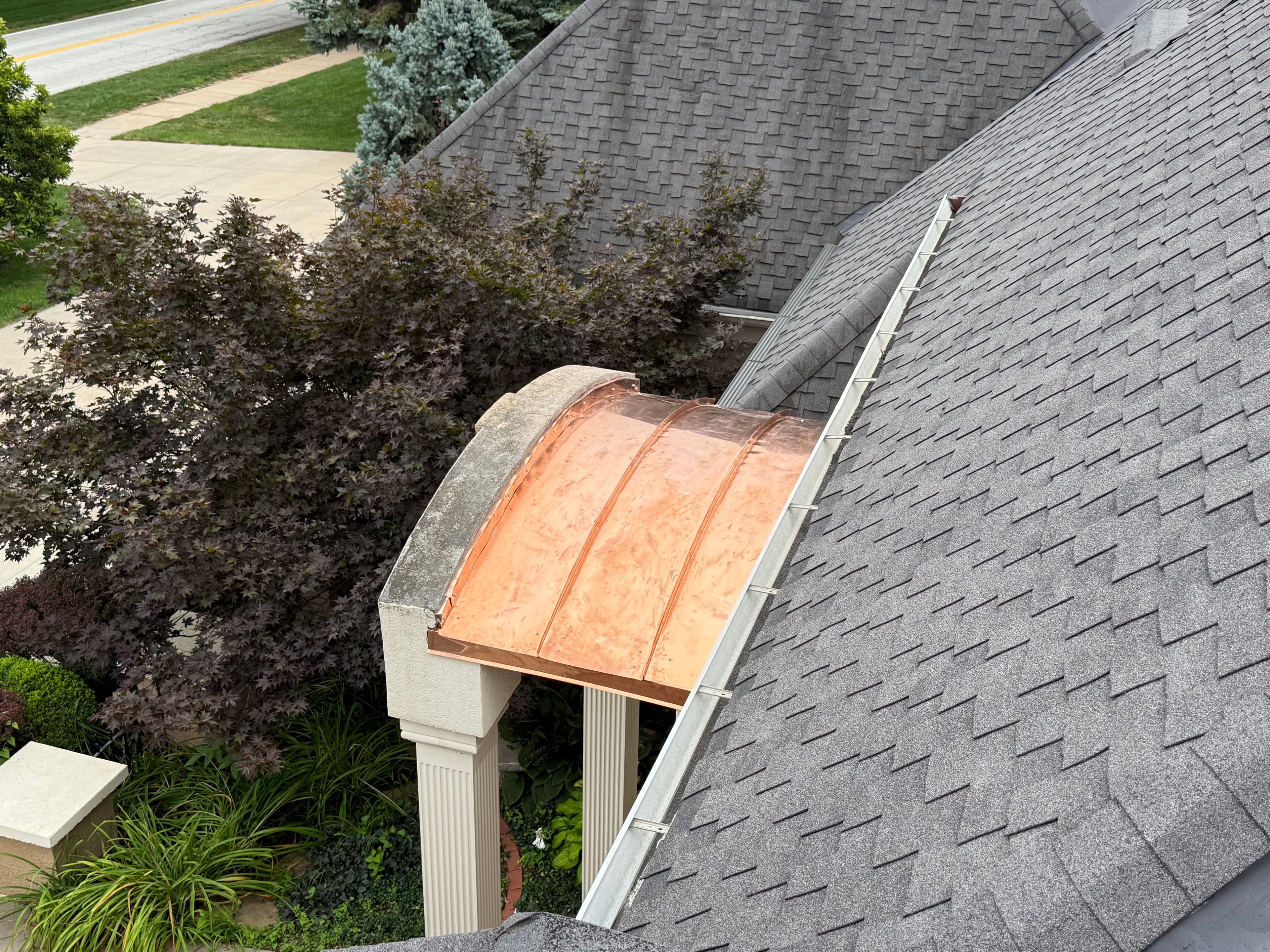 Project Hand-Crafted Custom Copper Awning Built for a Residential Entryway image
