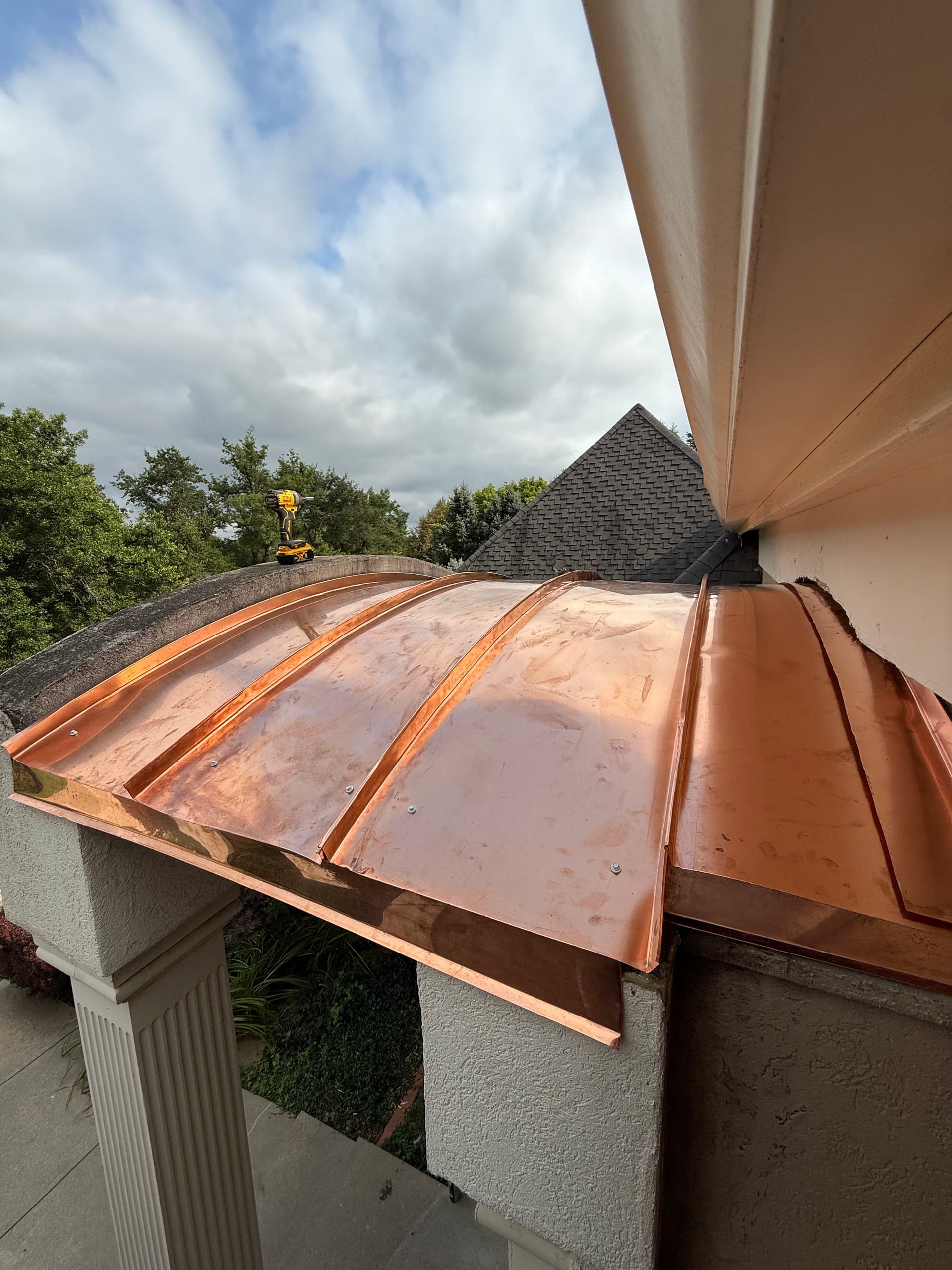Gallery photos for Hand-Crafted Custom Copper Awning Built for a Residential Entryway: Image #4