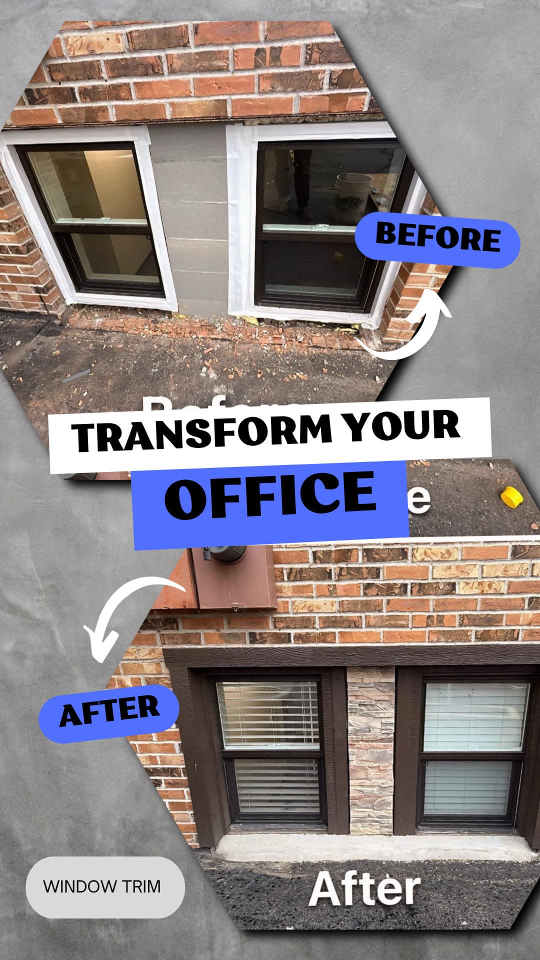 Office Makeover with New Trim and Stone Veneer image